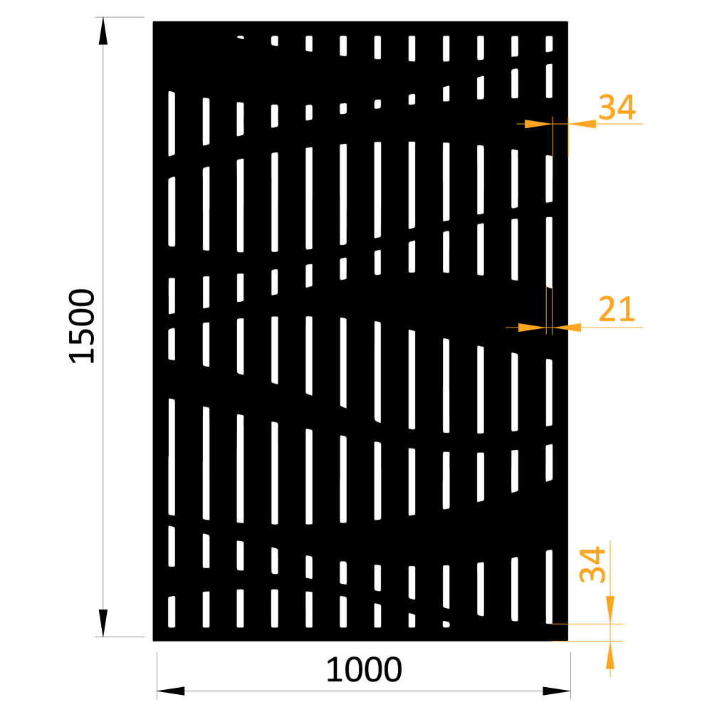 dizajnová kovová výplň, laserom vypálený vzor 9342, rozmer 1000x1500x2,0mm, bez povrchovej úpravy, perforácia 15%