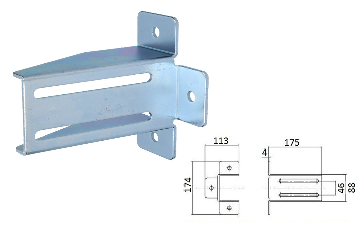 W468 - Držák pro kapsu a horní koncový doraz posuvné brány