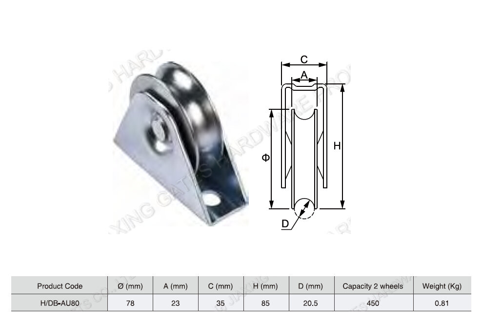 H/DB-AU80 pojezdové kolo se dvěma ložisky