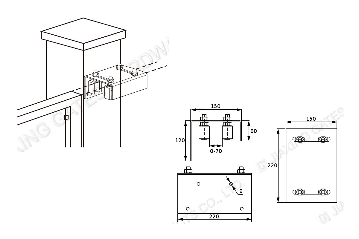 222L stavitelné horní vedení brány se čtyřmi válci