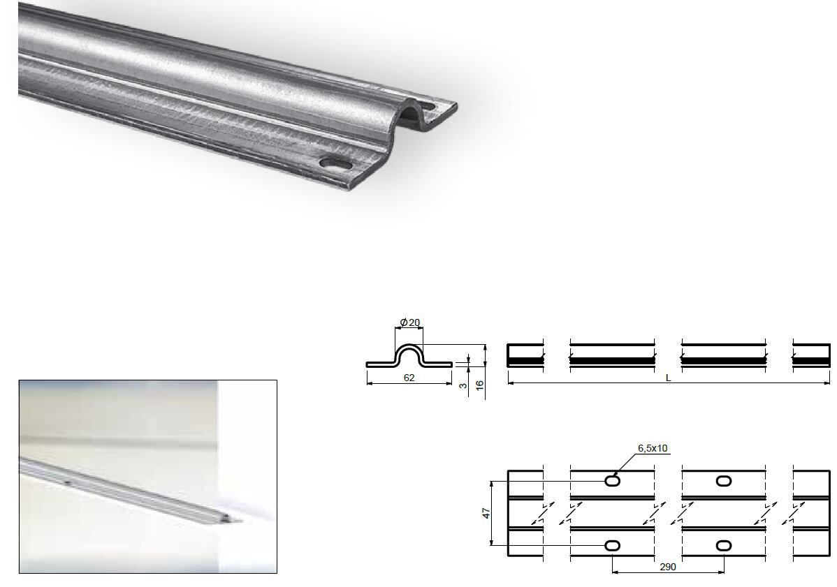 ROAD - CAIS omega profil k přišroubování do betonu R10