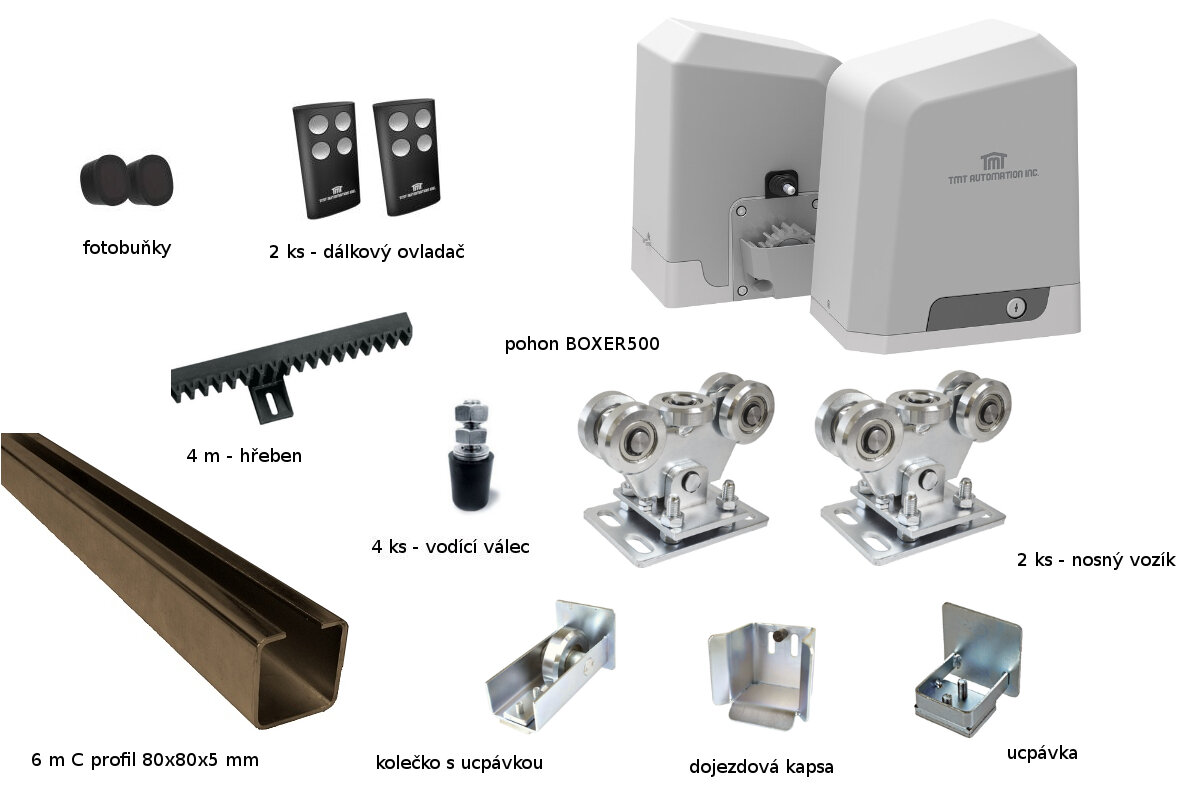 C80XBOXER500 - kompletní řešení pro samonosnou posuvnou bránu
