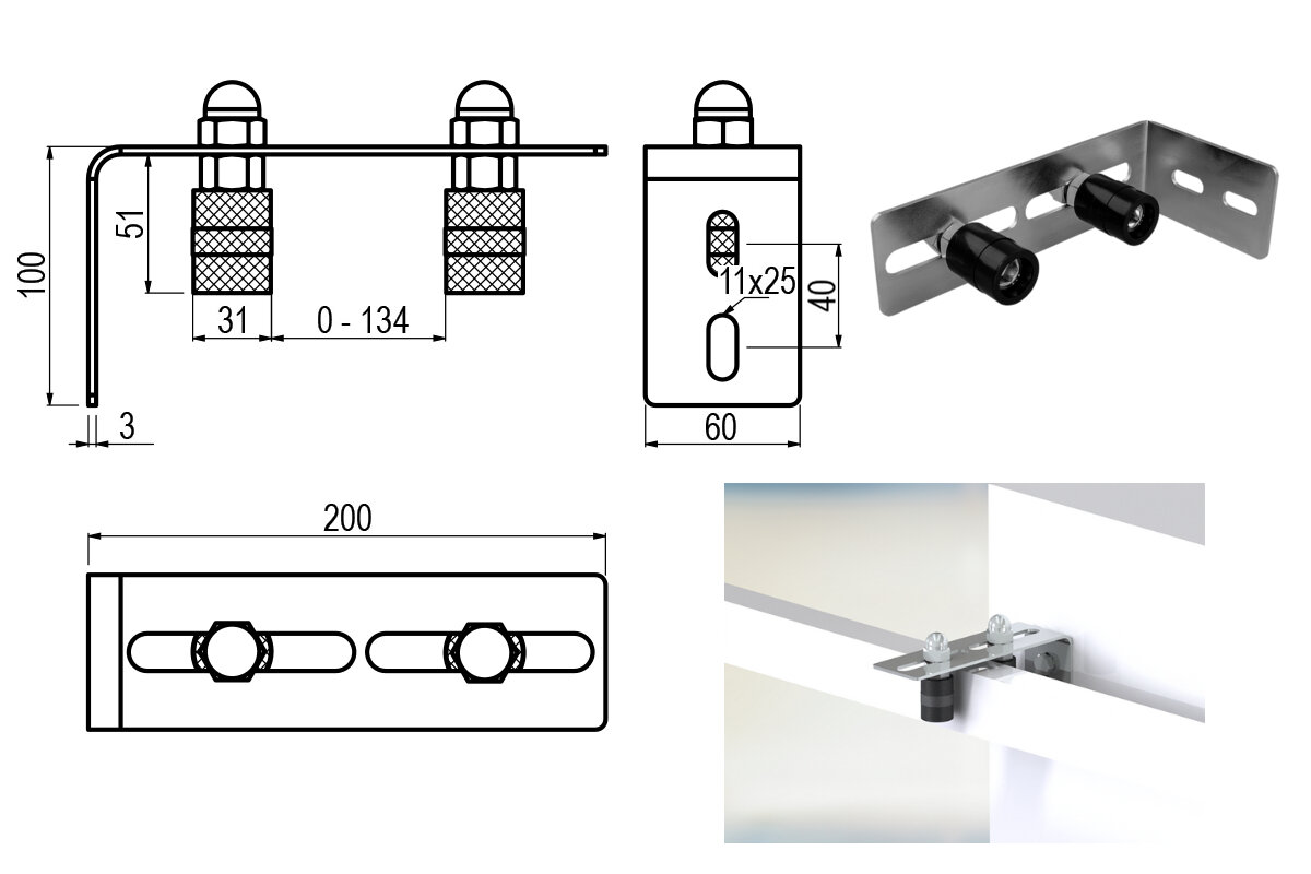 FRS2 - horní vedení brány CAIS se dvěma válci prům. 31 mm