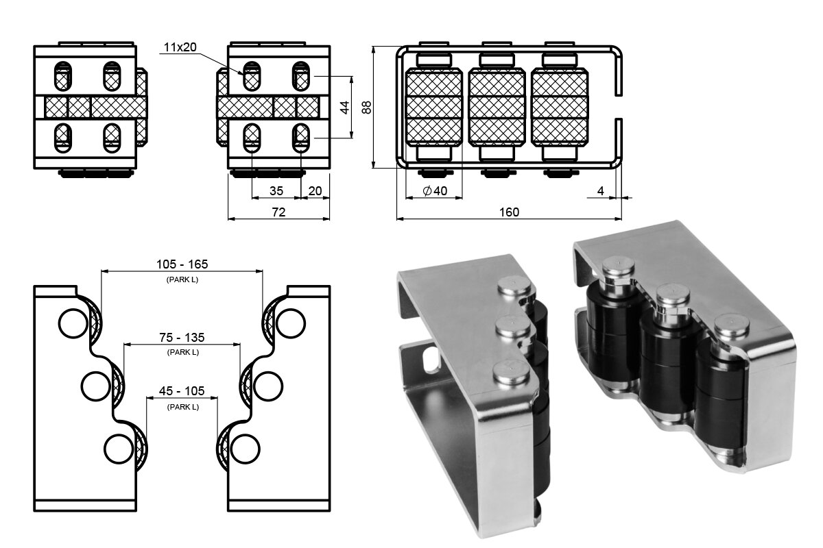 PADDOCK 6 - horní koncový doraz CAIS pro posuvnou bránu