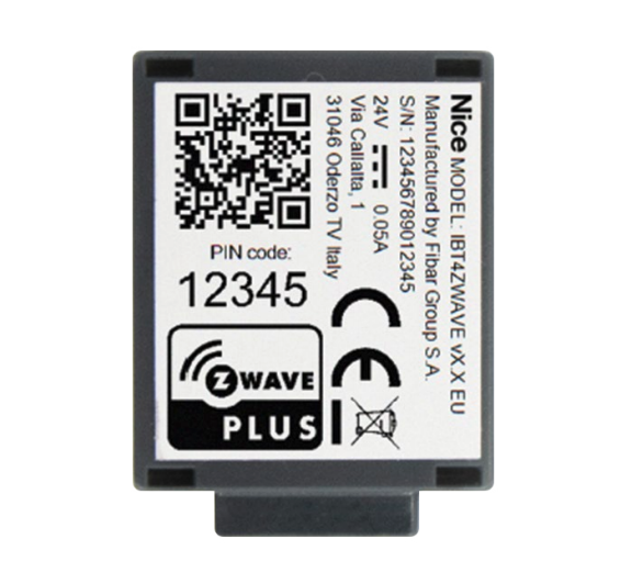 IBT4ZWAVE Nice BiDi ZWave modul pro instalaci do řídicích jednotek pohonů NICE a NICEHOME