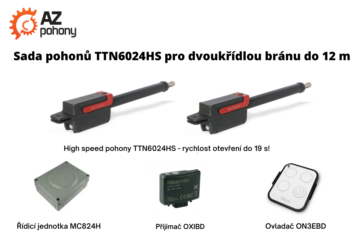 TTN6024HS kit - sada pohonů TTN6024HS pro dvoukřídlou mohutnou bránu do 12 m