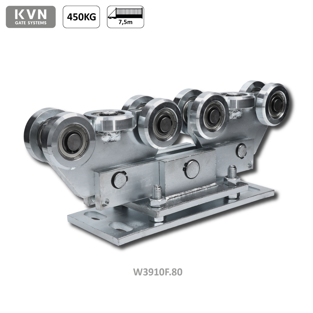 Vozík pro C-profil 80x80x5 mm výškově nastavitelný, 10x ocelové kolečko s ložiskem 6204ZZ, galvanické zinkování