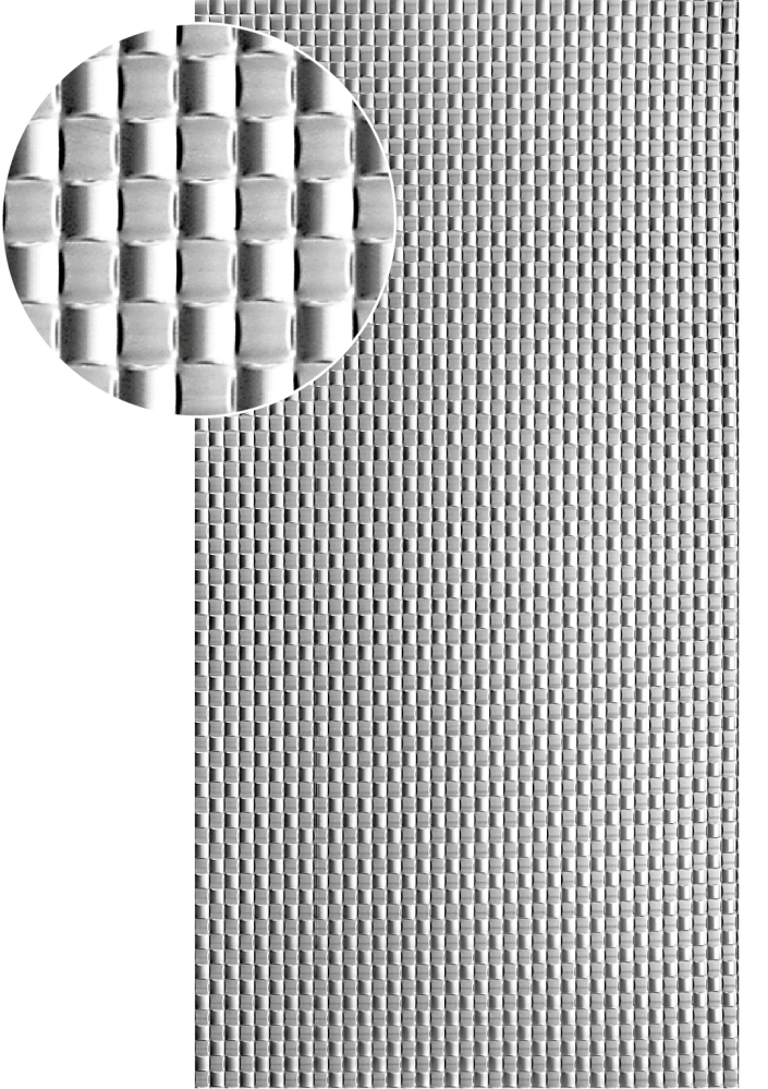 Plech pozinkovaný 2000 x 1000 x 1,2 mm, lisovaný vzor pletenina PLETENINA 42 x 42 mm, 3D efekt. Skutečný rozměr +/- 5%