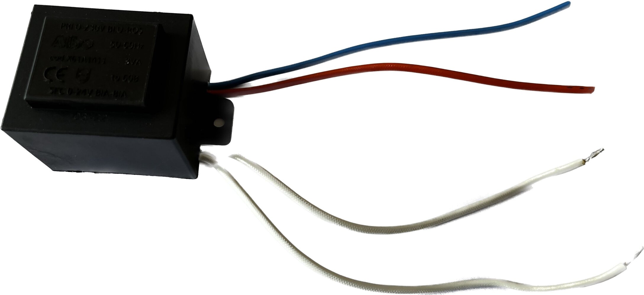 Transformátor s vodiči; vstupní napětí 230 VAC, výstupní napětí 24 VAC, trafo 230/24V