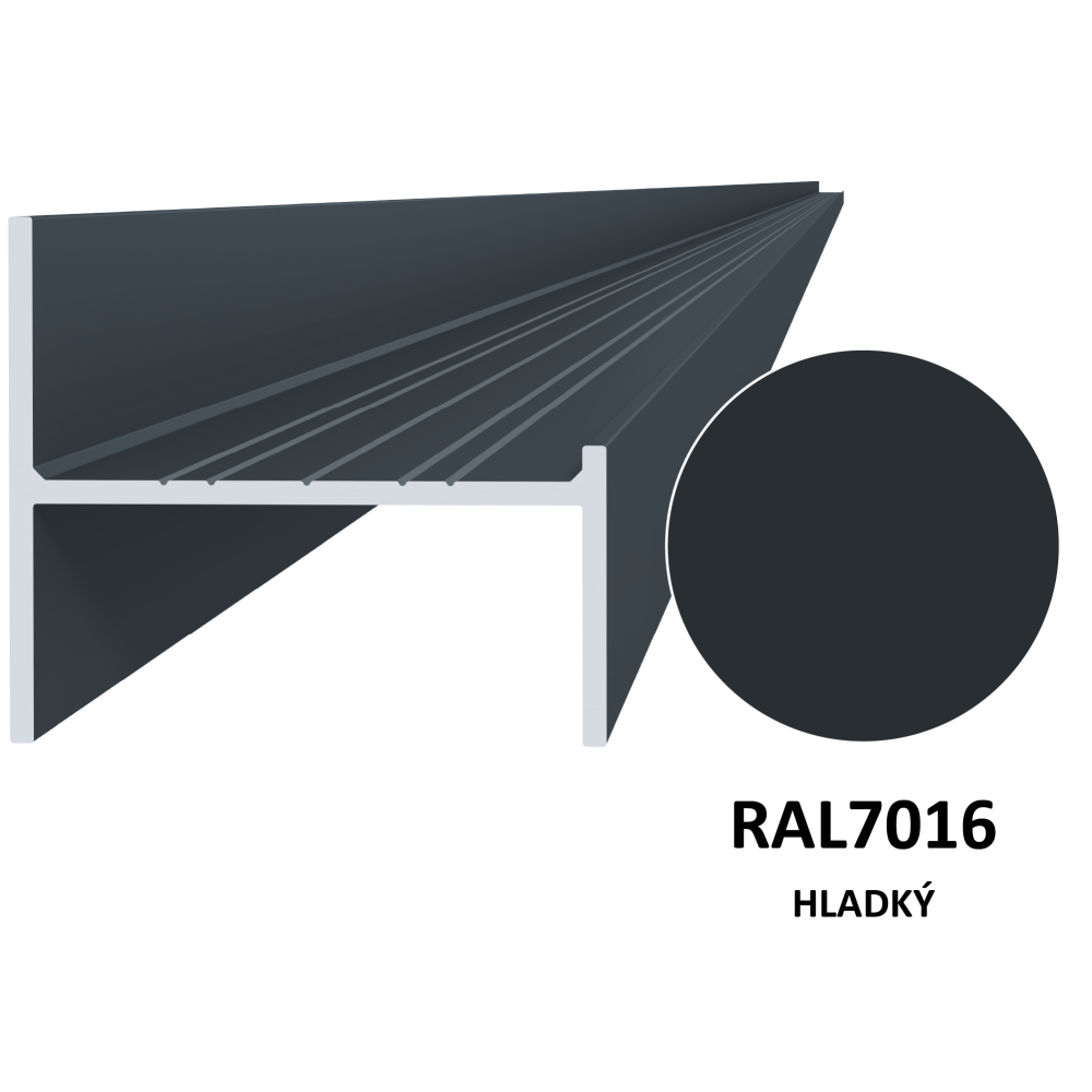 UT profil 50x44x6000 mm, materiál EN AW-6060 T66, hliník s povrchovou úpravou antracit RAL7016, cena za KUS
