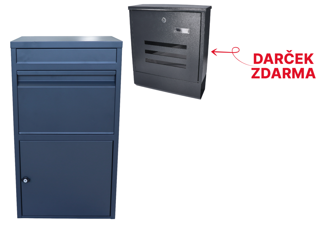 Box na balíky (410x385x720mm) s přepadovou lištou na ochranu balíků, tloušťka 0.8mm) velikost balíku: 320x300x180mm, barva: RAL 7016 (antracit)