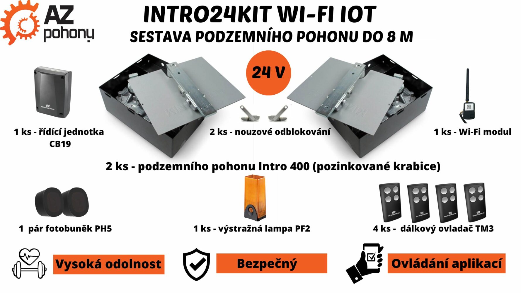 Intro24Kit Wi-Fi IoT - sestava podzemního pohonu do 8 m