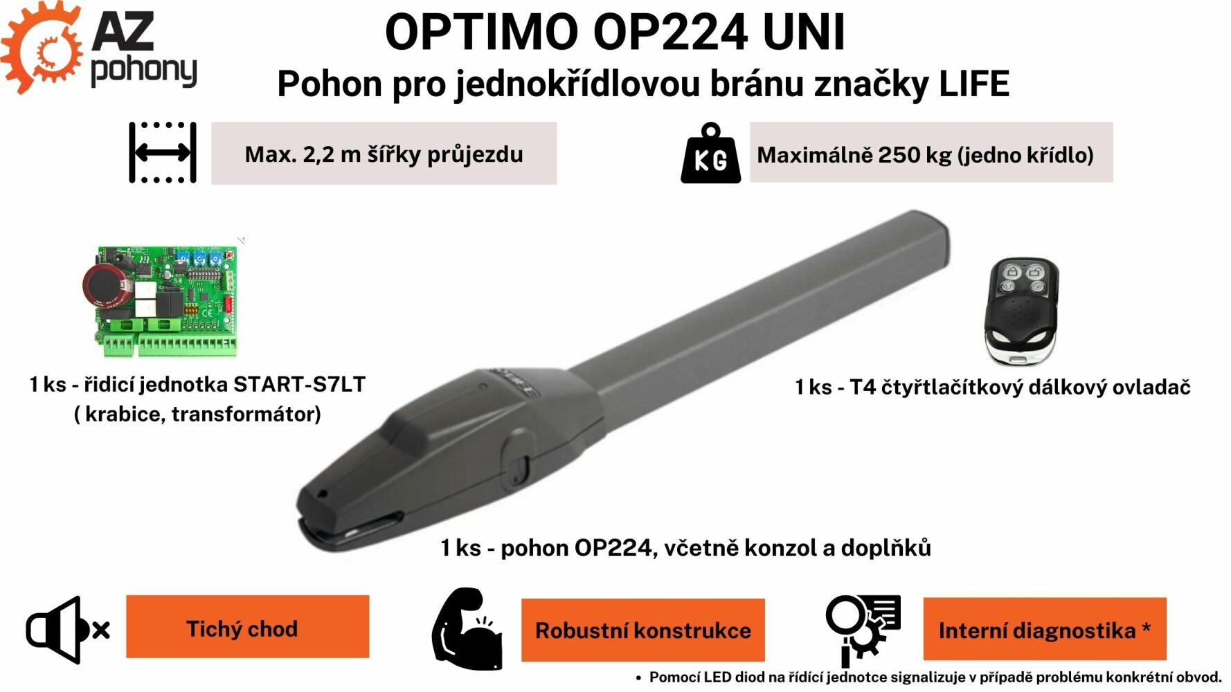 Optimo OP224 UNI - pohon pro otočnou bránu