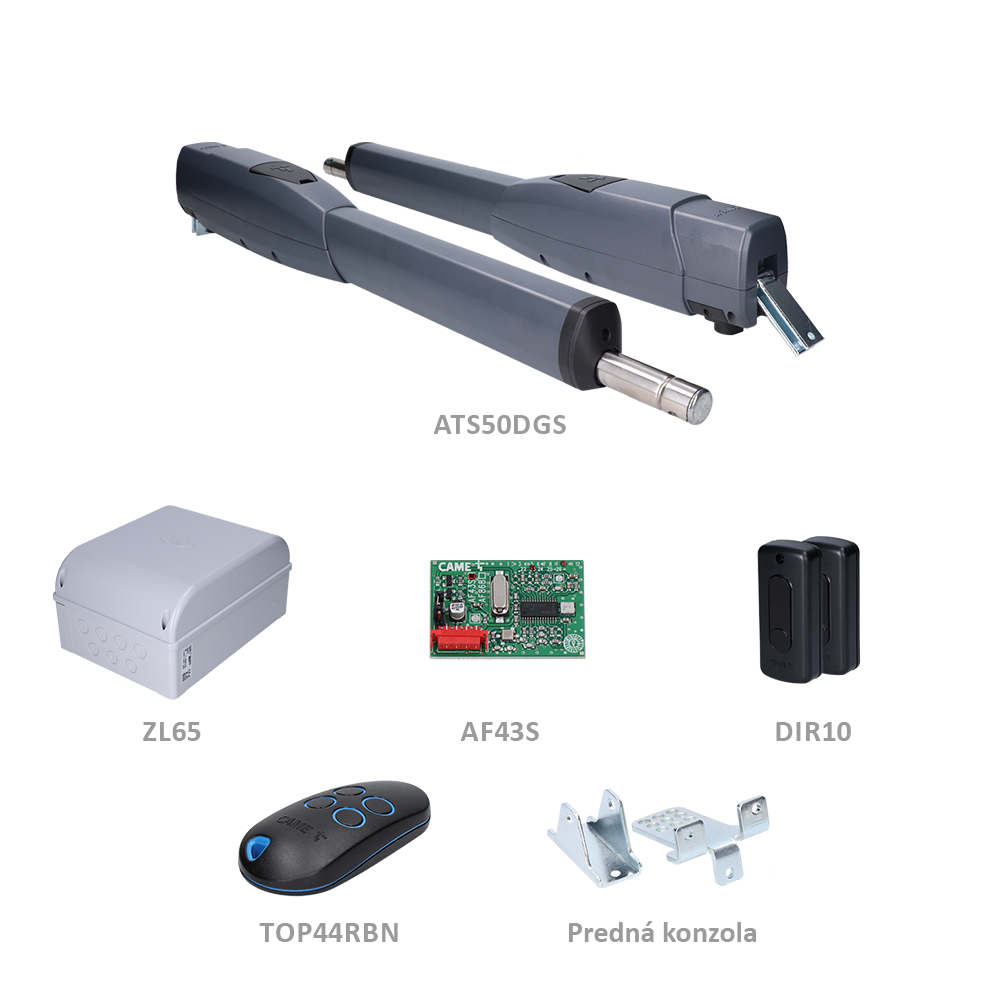 CAME ATS50 SAFE LONG sada pre dvojkrídlovú bránu do 5m/krídlo, 2x ATS50DGS (24V, 80W, 300N), 1x ZL65, 1x AF43S, 1x AT04EV, 1 pár DIR10