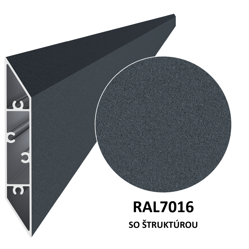 Profil na výplň 108x16x6000 mm, materiál EN AW-6060 T66, hliník s povrchovou úpravou, práškově lakovaný s jemnou matnou strukturou, antracit RAL7016, cena za kus