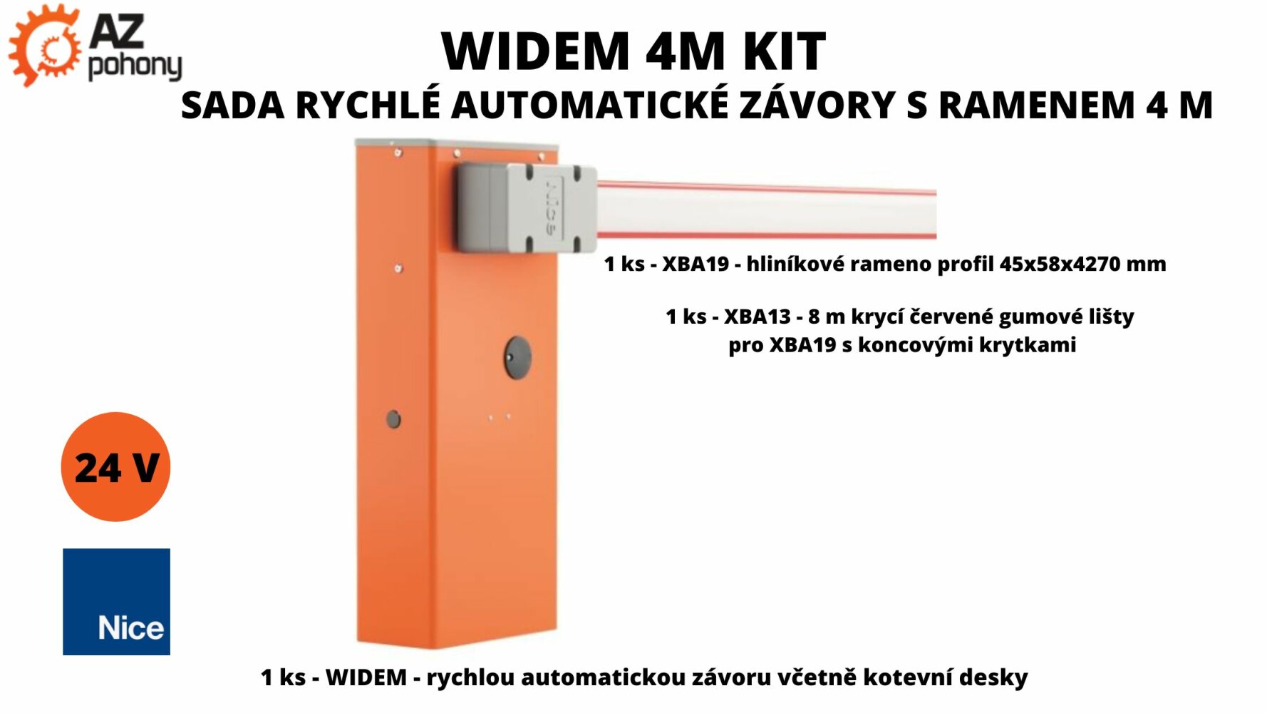 WIDEM 4m Kit - sada rychlé automatické závory s ramenem 4 m