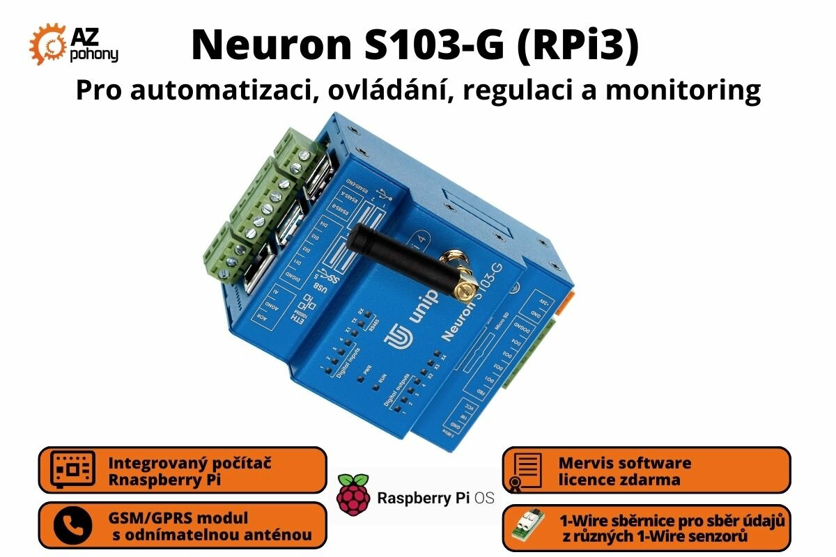 Neuron S103-G (RPi4 2GB RAM ) - Pro automatizaci, ovládání, regulaci a monitoring