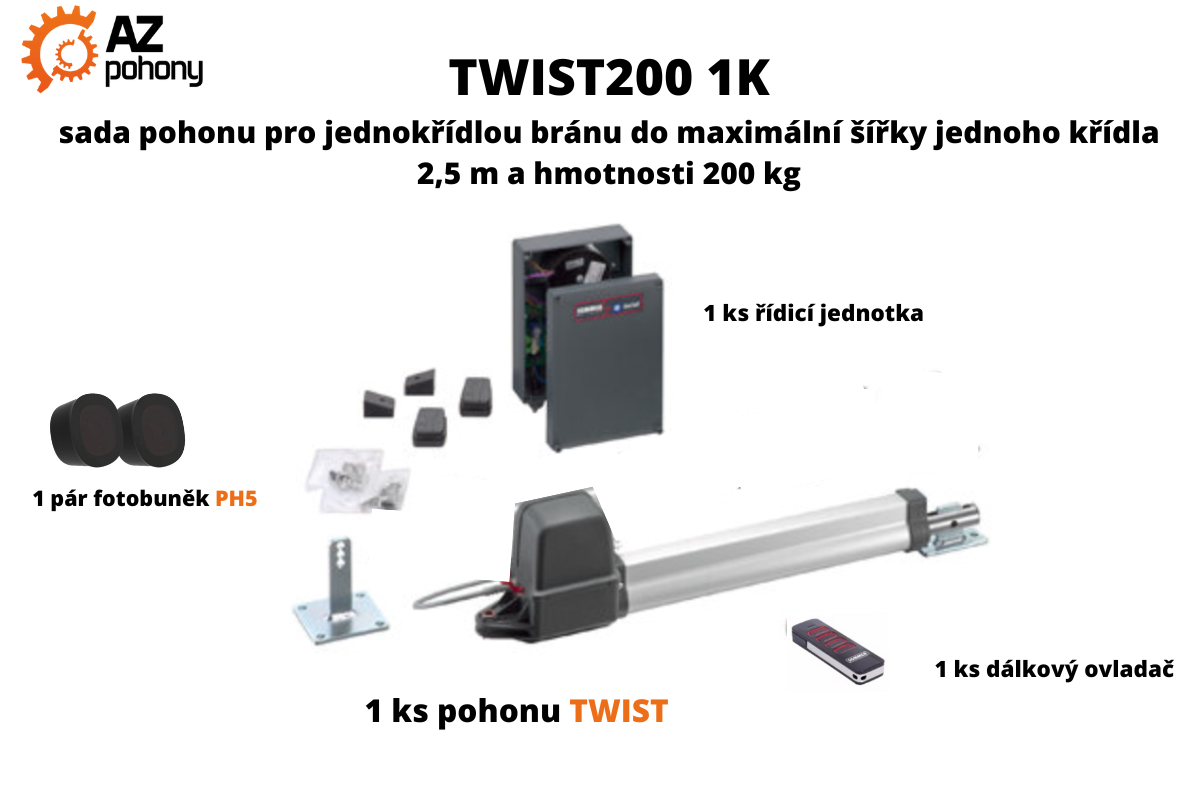 TWIST200 1K - pohon jednokřídlové brány