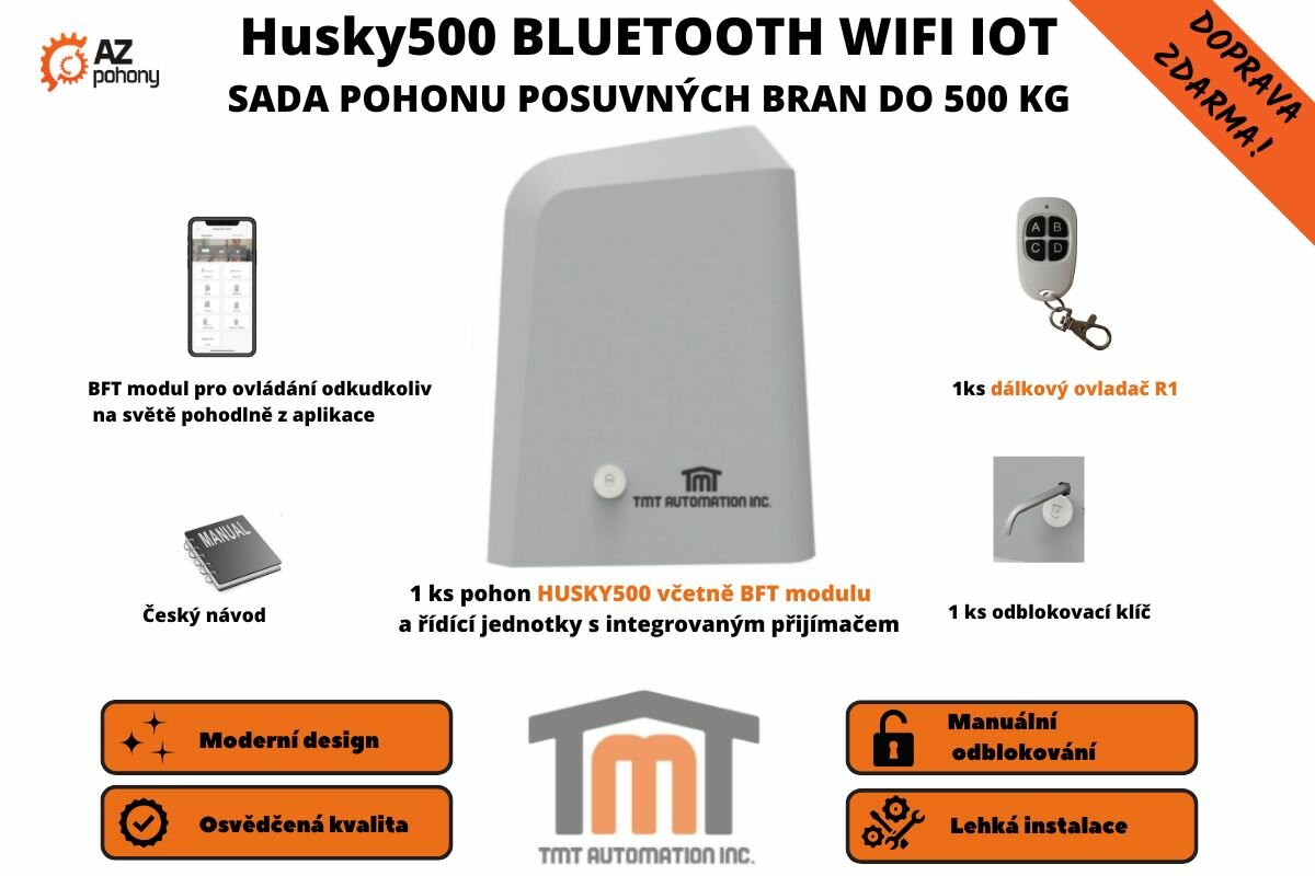 Husky500Kit Wi-Fi IoT Bluetooth - sada pohonu posuvných bran do 500 kg
