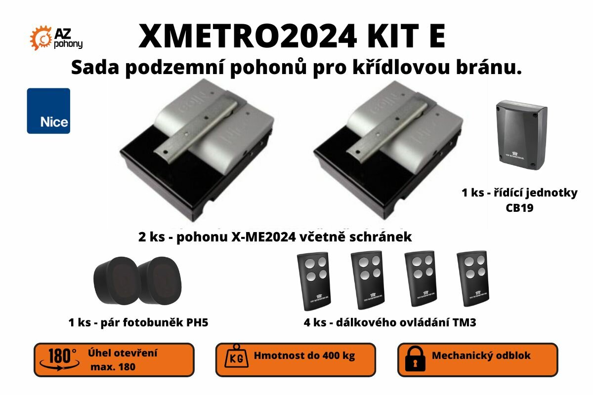 XMetro2024 KitE - sada podzemních pohonů pro křídlovou bránu