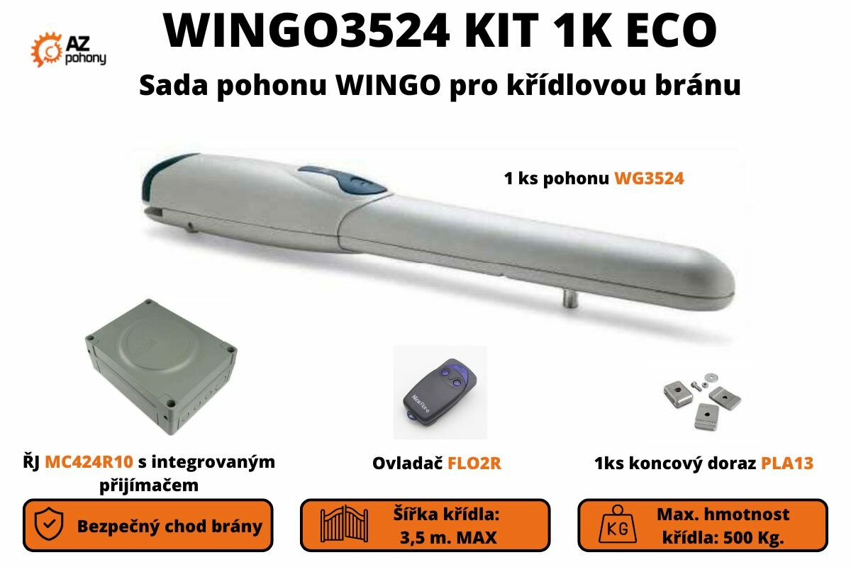 Wingo3524 Kit 1K ECO - sada pohonu Wingo pro křídlovou bránu