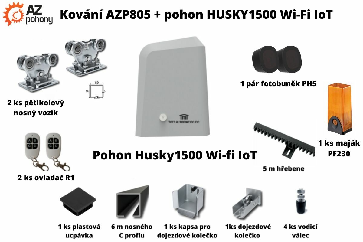 Sada kování AZP805 + pohon Husky1500 Wi-fi IoT až do 5,5 m průjezdu