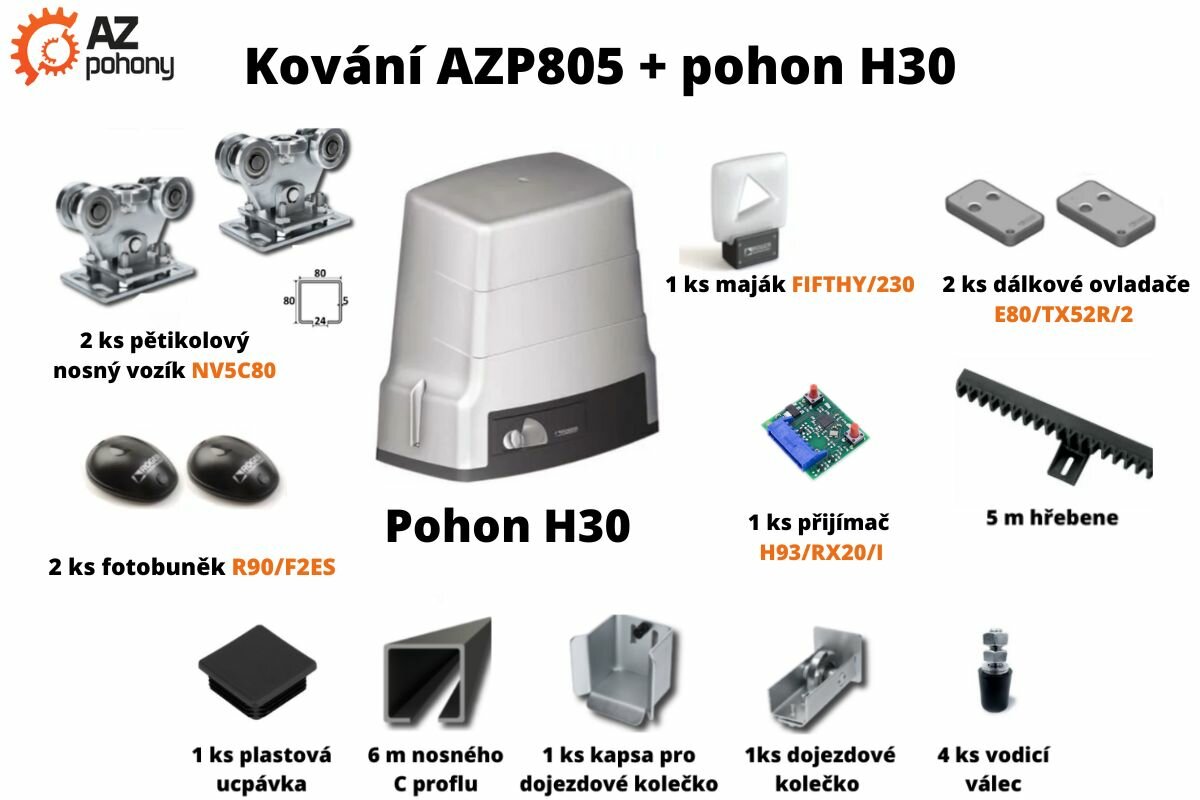 Sada kování AZP805 + pohon H30 až do 5,5 m průjezdu