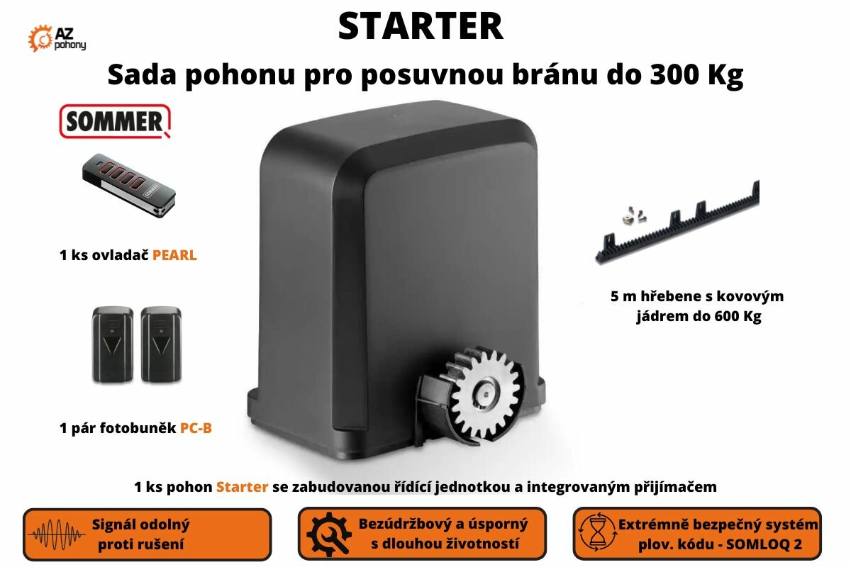 Starter - sada pohonu pro posuvnou bránu do 300 kg