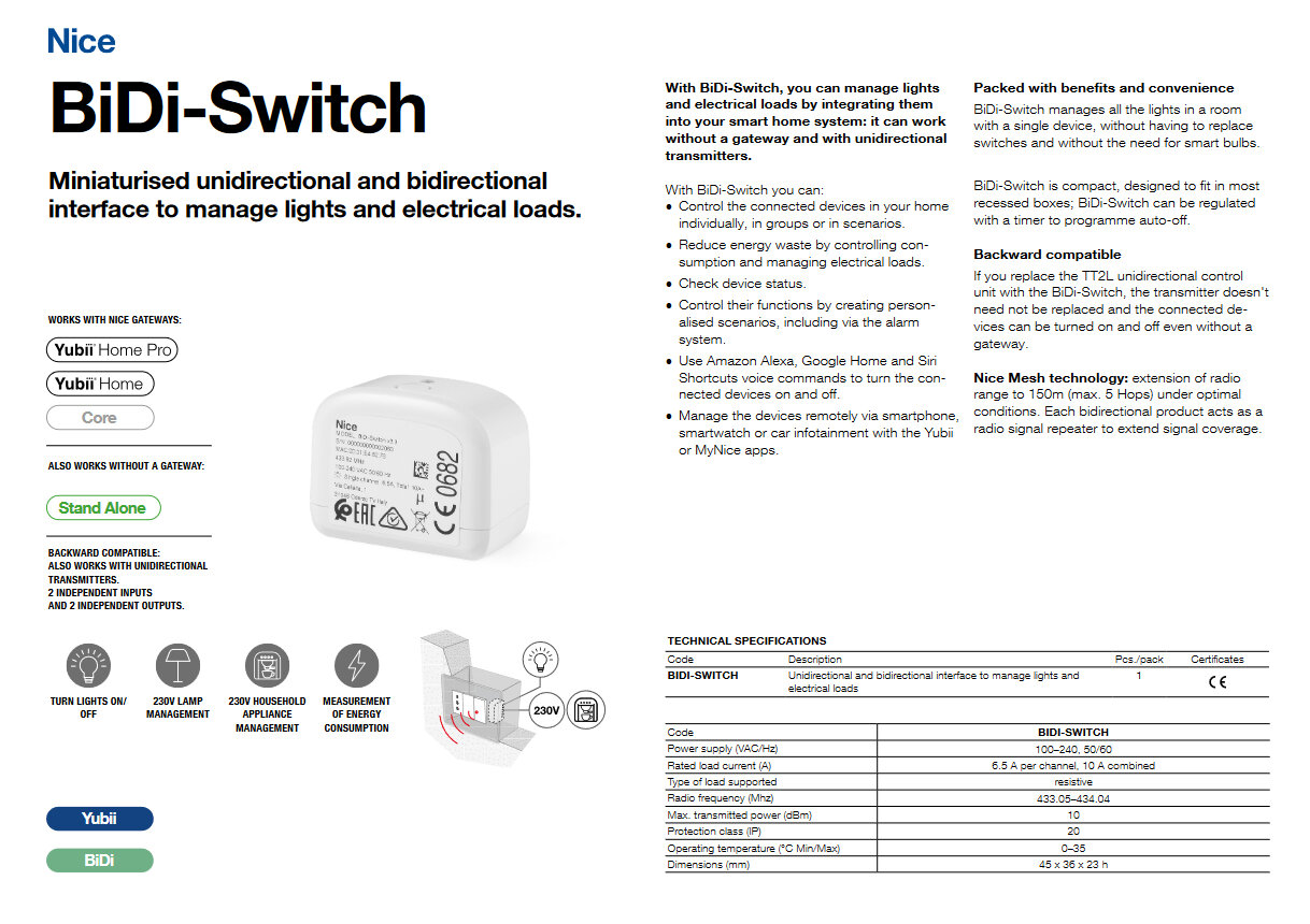 BiDi-Switch - přijímač pro dálkové ovládání osvětlení