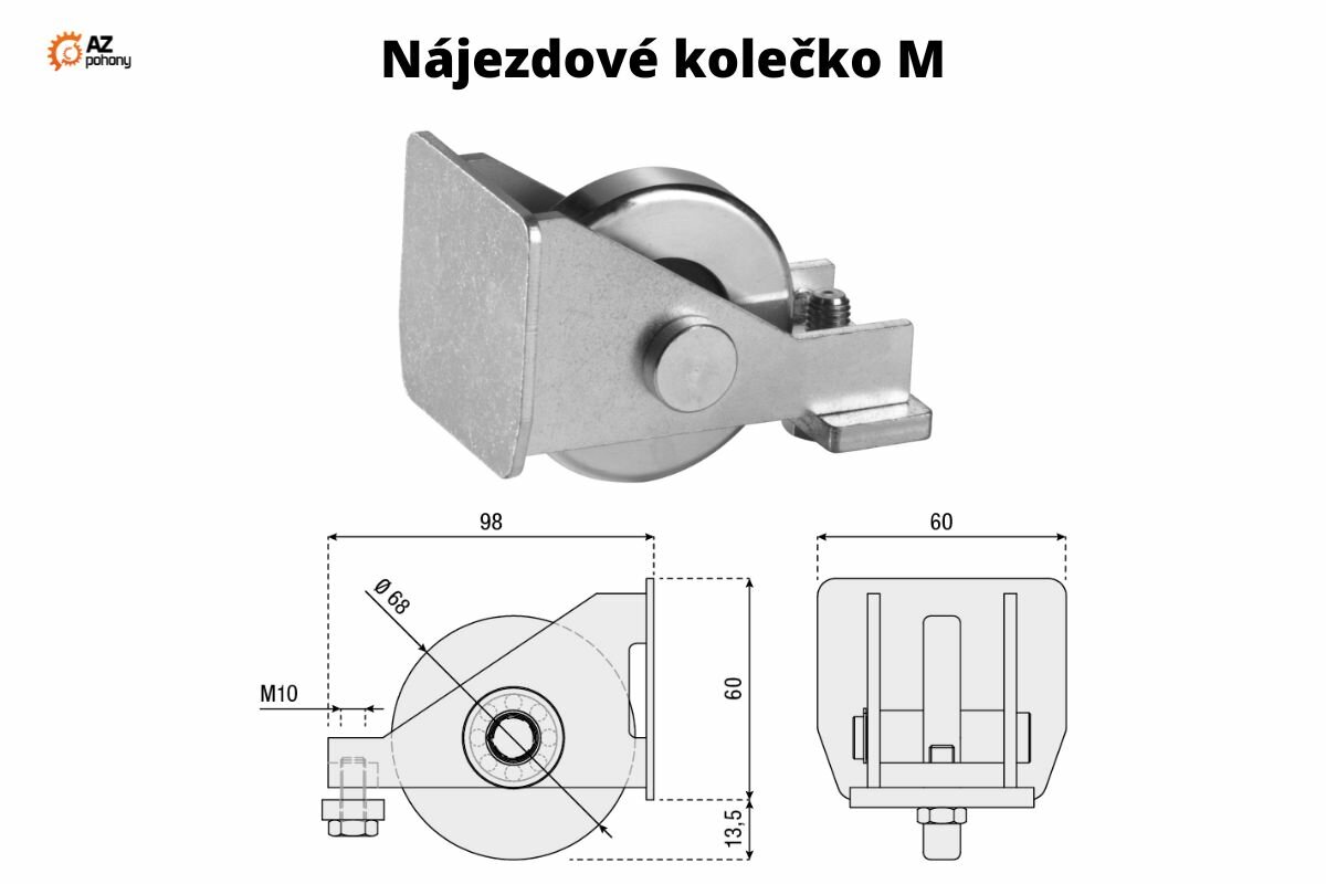 307.M - nájezdové kolečko, velikost medium pro c profil 60x60mm s integrovanou kovovou ucpávkou c profilu