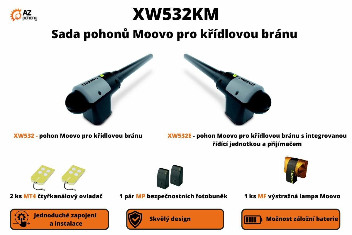 XW532KM - sada pohonů Moovo pro křídlovou bránu