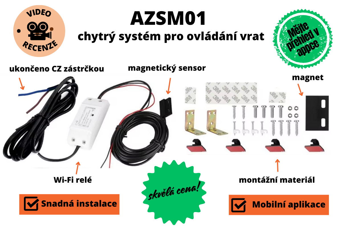 AZSM01 -  chytrý systém pro ovládání vrat, Tuya platforma
