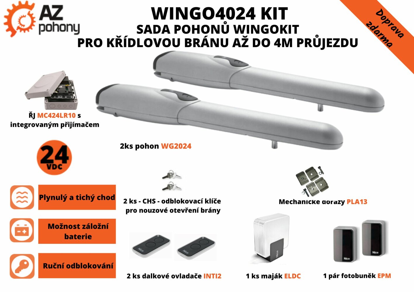 Wingo4024 Kit - sada pohonů WingoKit pro křídlovou bránu