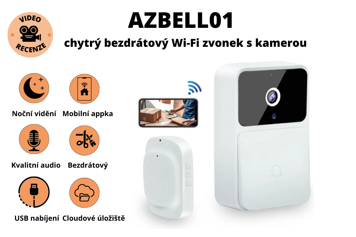 AZBell01 - chytrý bezdrátový domovní Wi-Fi zvonek s kamerou