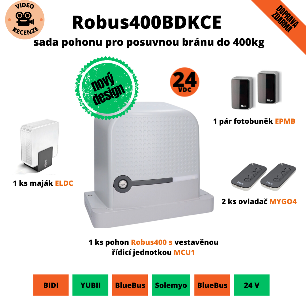 Robus400BDKCE - sada pohonu pro posuvnou bránu do 400kg