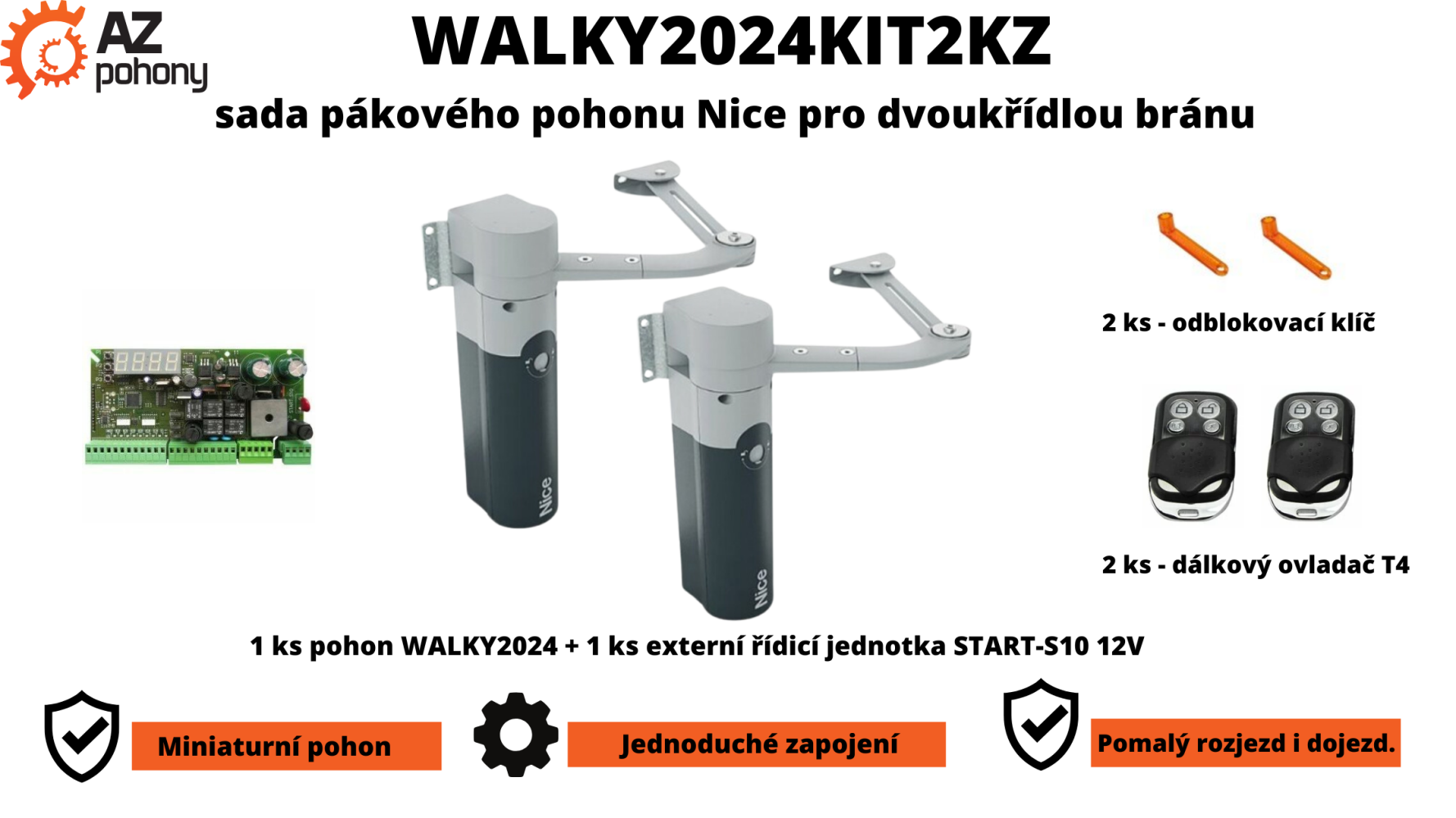 WALKY2024KIT2KZ - sada pákového pohonu Nice pro dvoukřídlou bránu