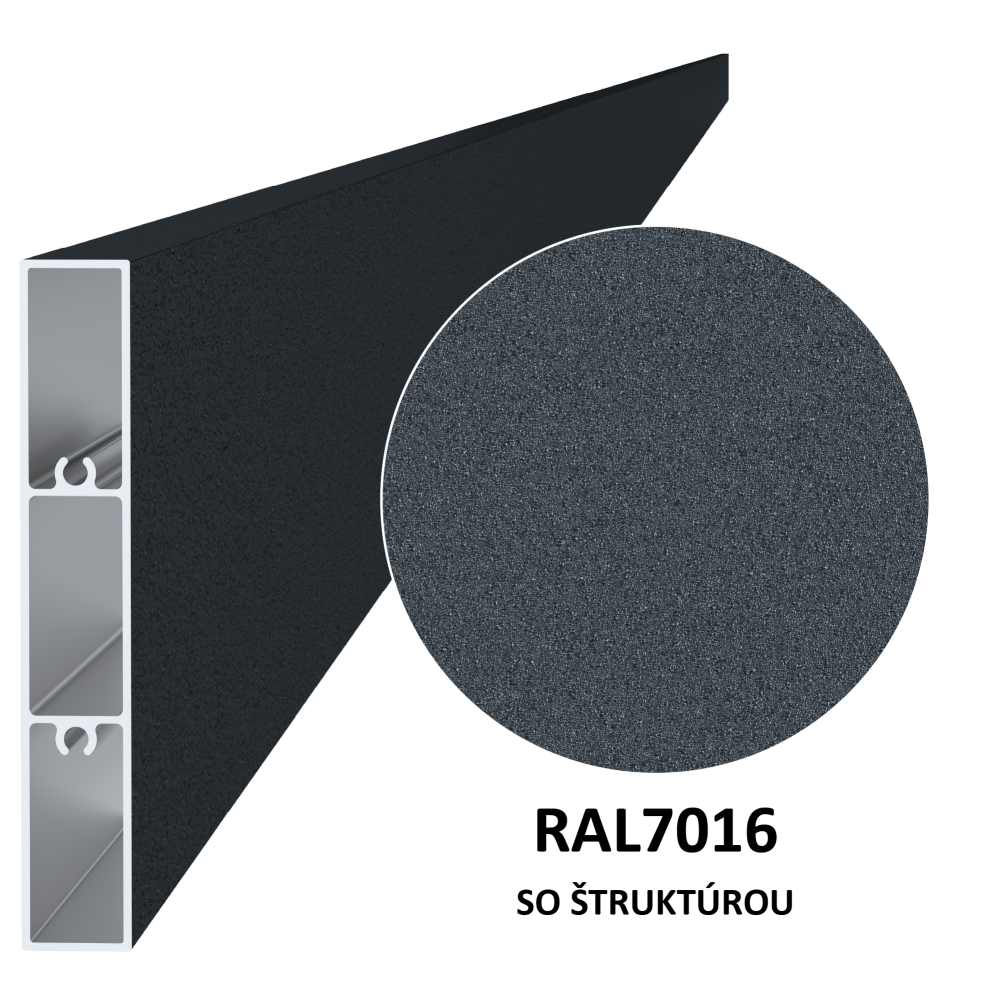 Profil 100x16mm, práškový lak, struktura RAL7016, L-6000mm