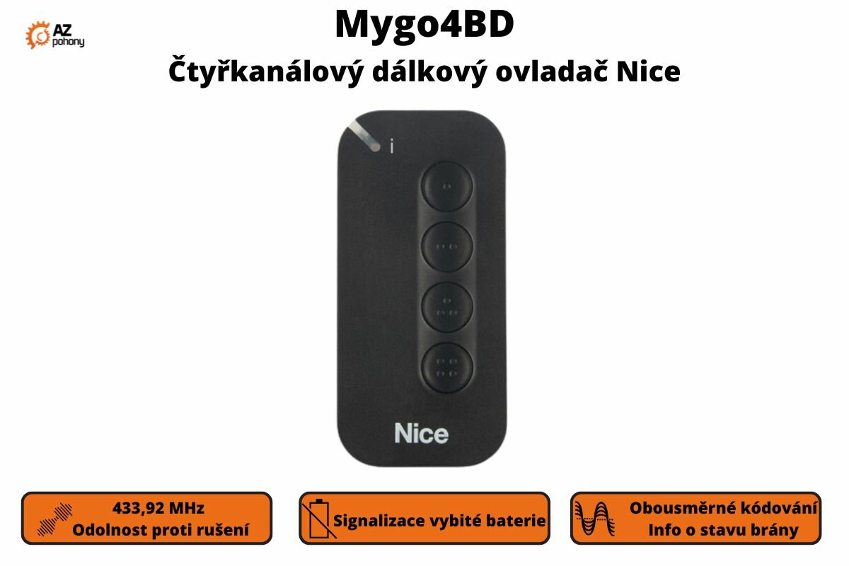 MYGO4BD - BIDI čtyřkanálový dálkový ovladač Nice