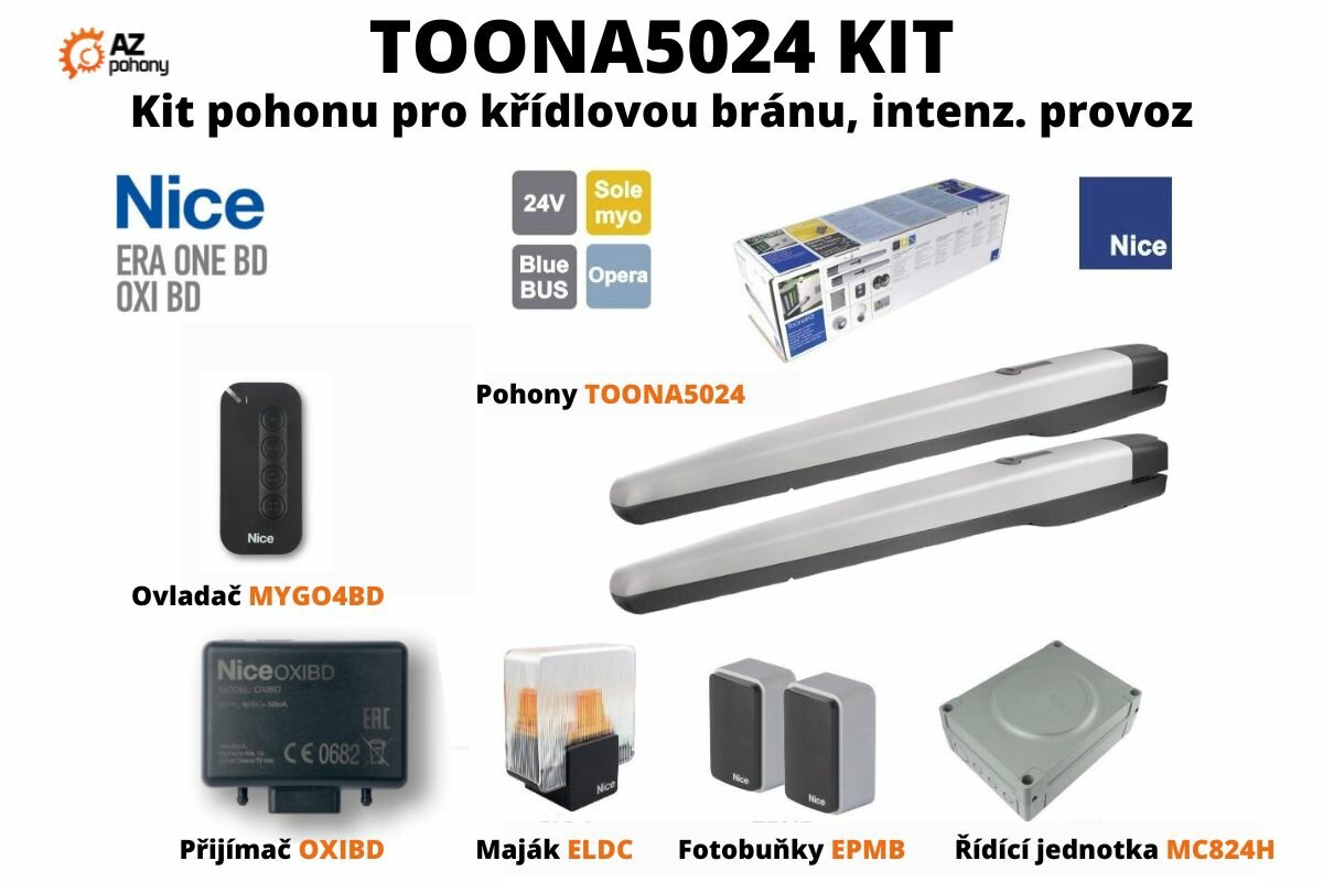 TOONA5024 KIT - kit pohonu pro křídlovou bránu, intenz. provoz