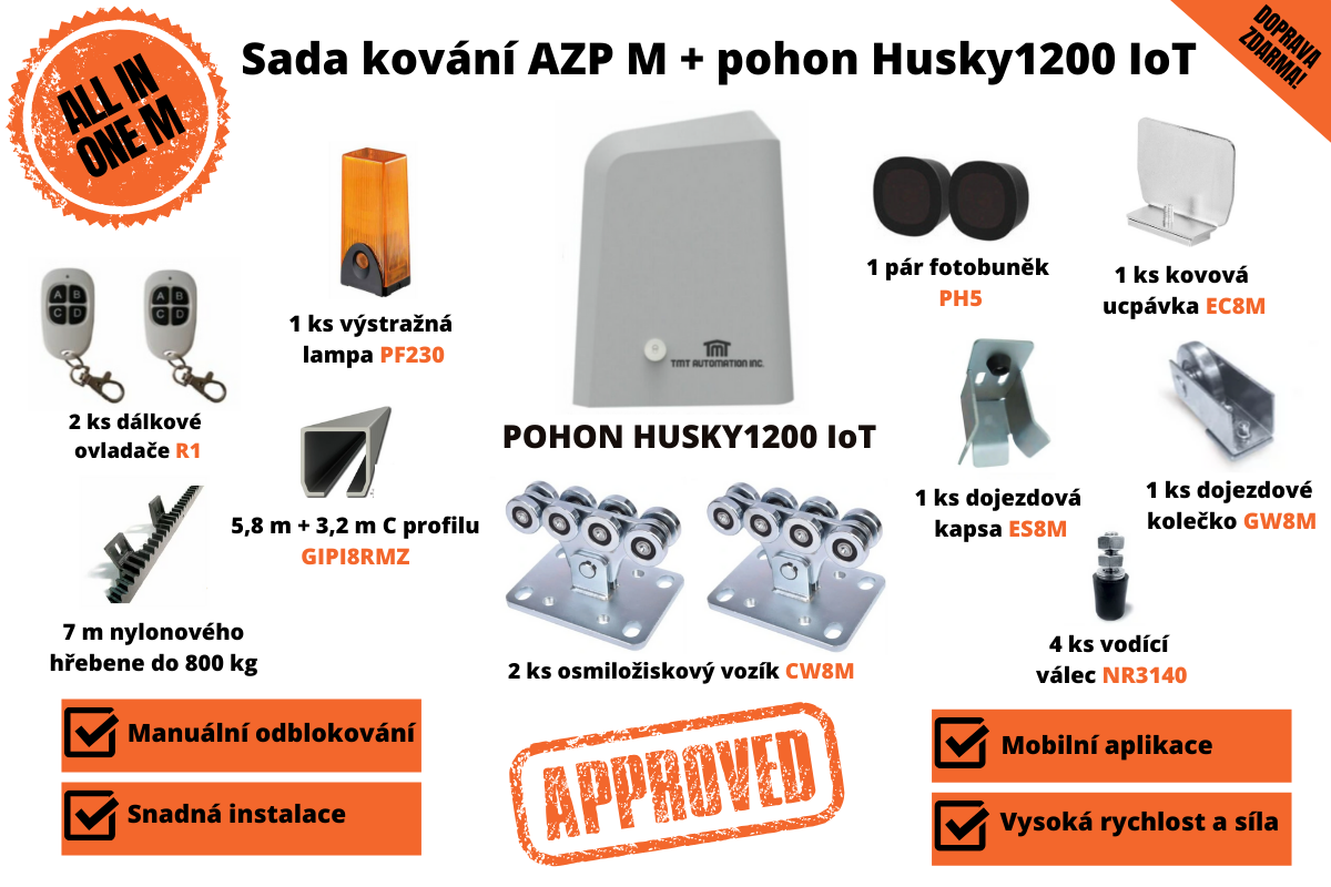 ALL IN ONE sada M - KOVÁNÍ AZPm + Pohon Husky1200 IoT až do 6,5 m průjezdu