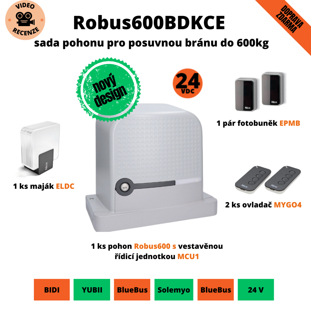 Robus600BDKCE - sada pohonu pro posuvnou bránu do 600kg