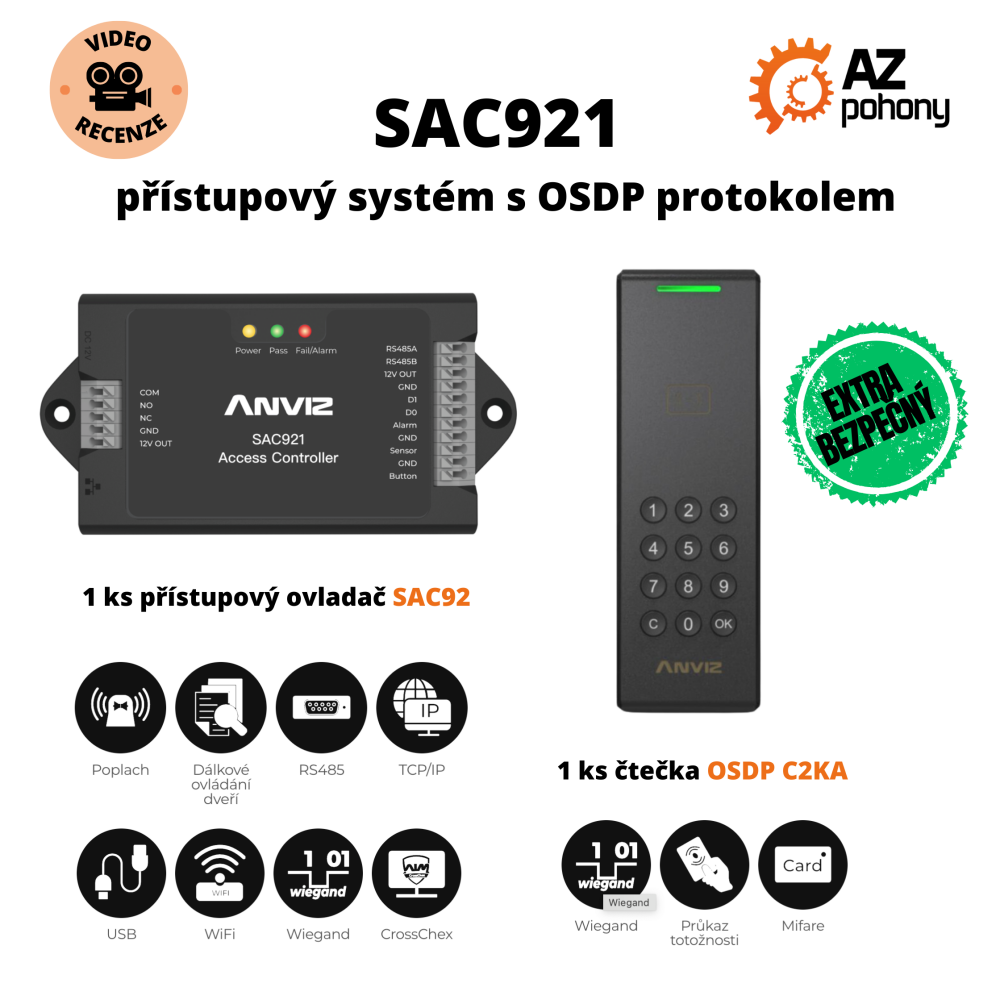 SAC921 - přístupový systém s OSDP protokolem