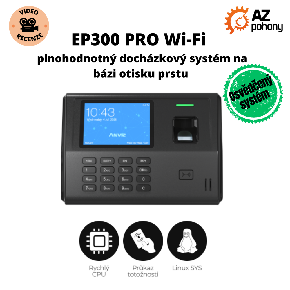 EP300 PRO Wi-Fi - plnohodnotný docházkový systém na bázi otisku prstu