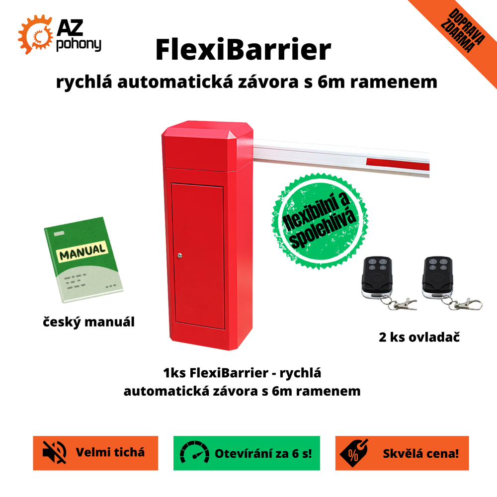 FlexiBarrier - rychlá automatická závora s 6m flexibilním ramenem
