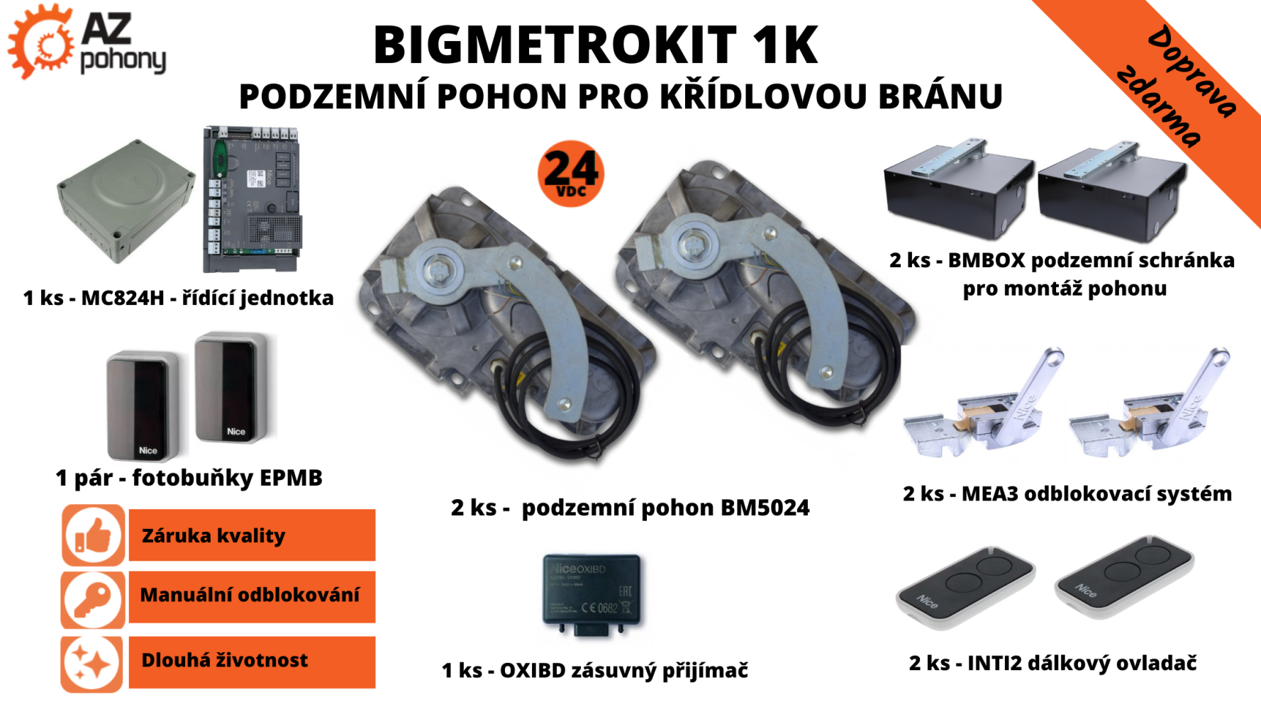BigMetroKit - podzemní pohony pro křídlové brány