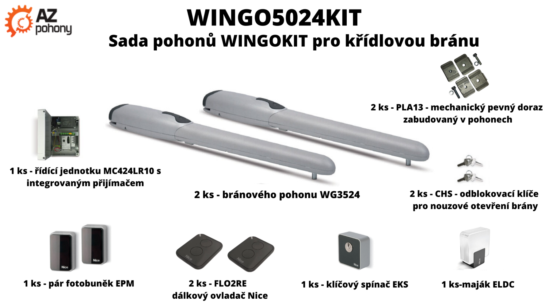 Wingo5024Kit - sada pohonů WingoKit pro křídlovou bránu
