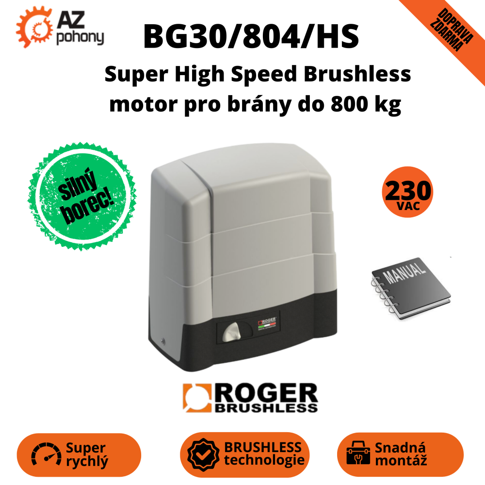 BG30/804/HS - super high speed brushless pohon pro posuvnou bránu do 800kg