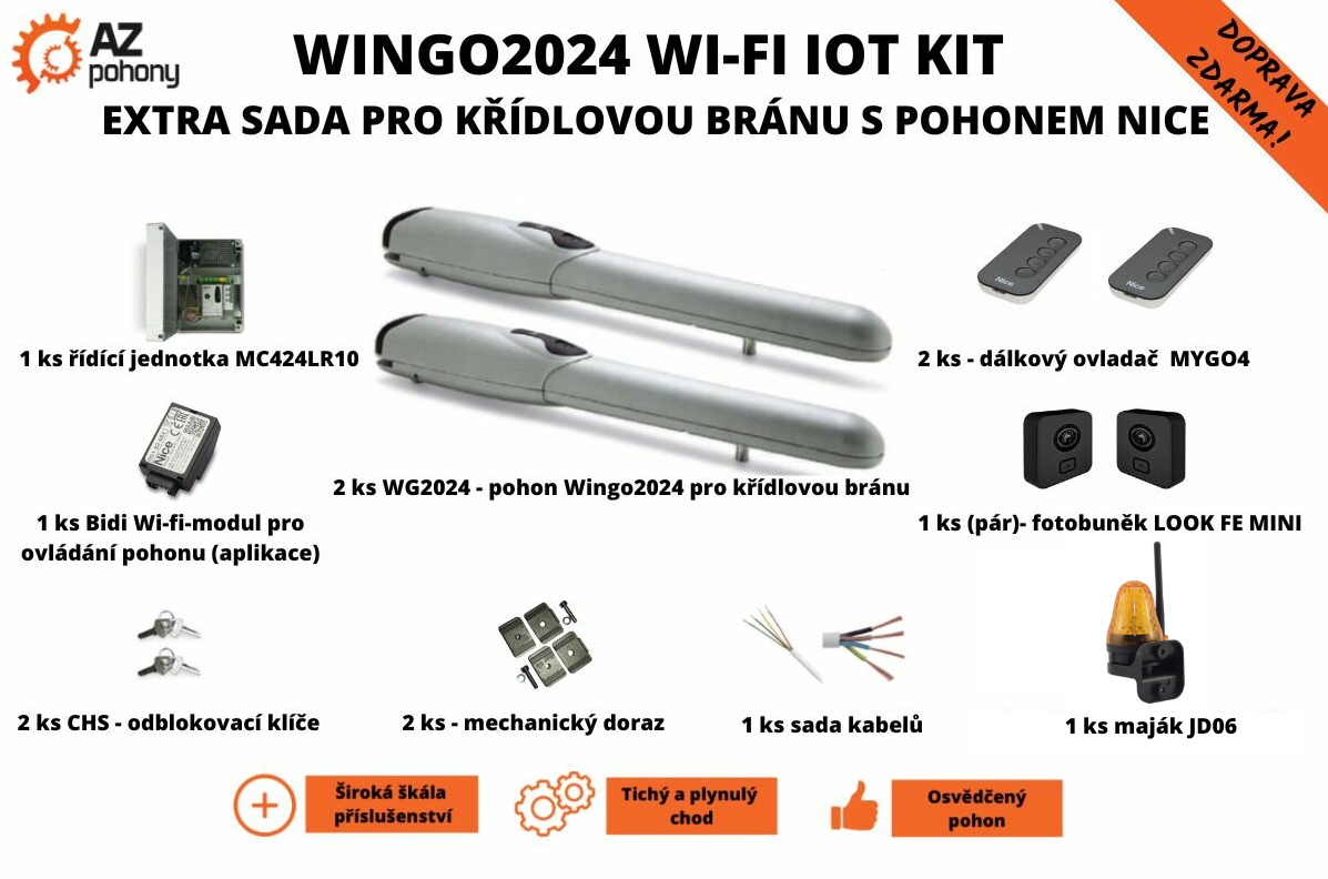 Wingo2024 Wi-Fi IoT Kit - EXTRA  sada pro křídlovou bránu s pohonem Nice
