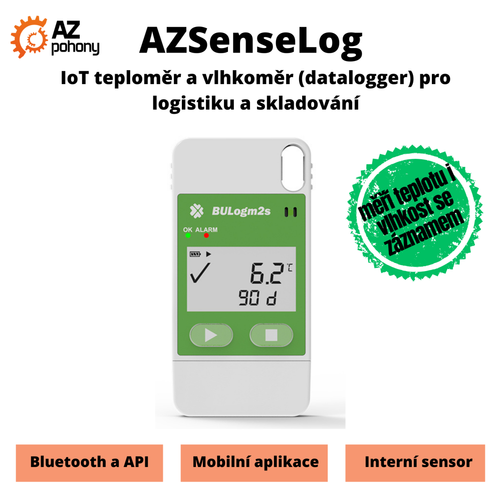 AZSenseLog - IoT teploměr a vlhkoměr (datalogger) se záznamem pro logistiku a skladování