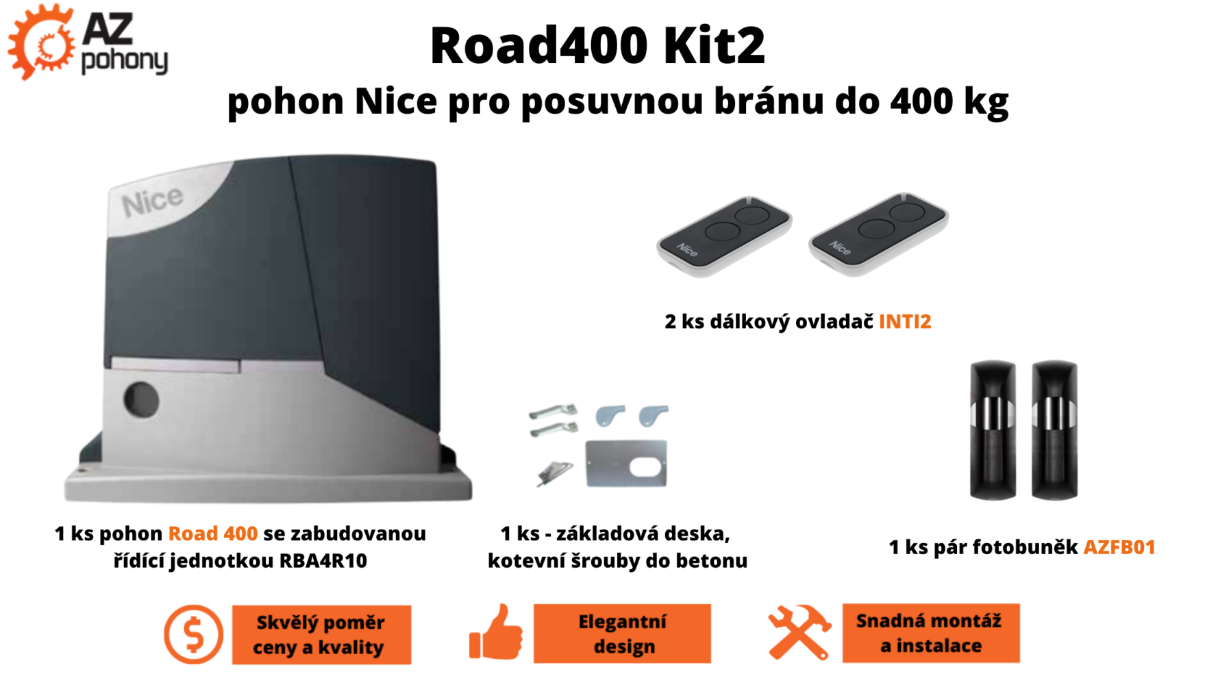 Road400 Kit2 -  pohon Nice pro posuvnou bránu do 400 kg